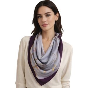 Purple & Gray Silk Scarf - Women's Fashion Accessory